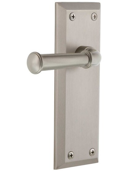 Grandeur Fifth-Avenue Door Set with Georgetown Levers in Satin Nickel.